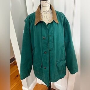 Vintage Stefano Green Chore Jacket w/Brown Corduroy Collar. Men's Size: XL.